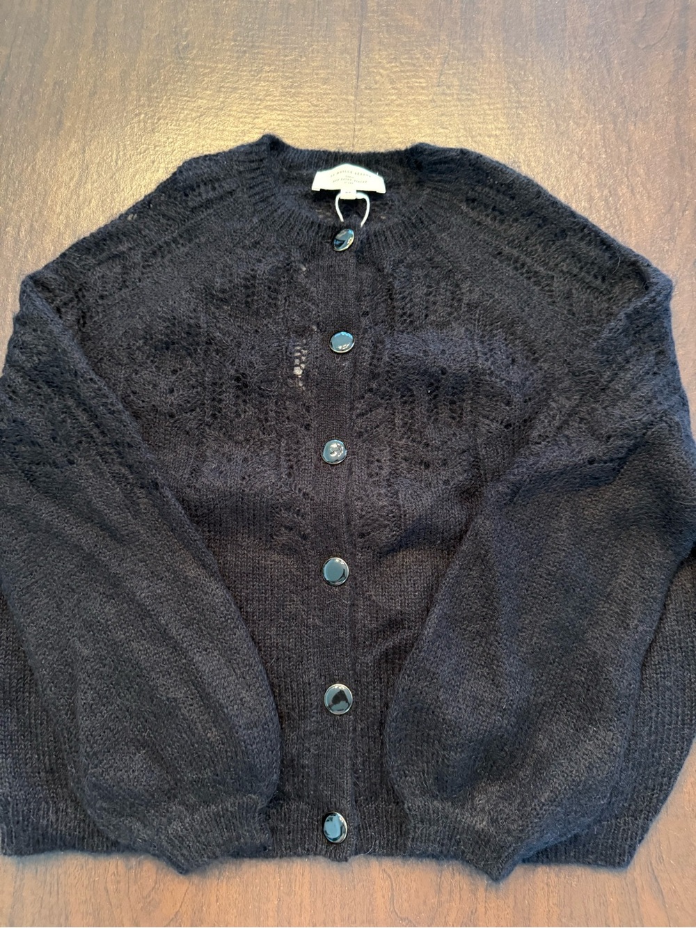 Sezane Black Knit Button-Front Cardigan